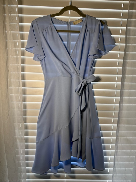 Altar'd State Dresses & Skirts - Altar'd State Dusty Blue Flutter Sleeve Ruffle Wrap Dress - Size XS